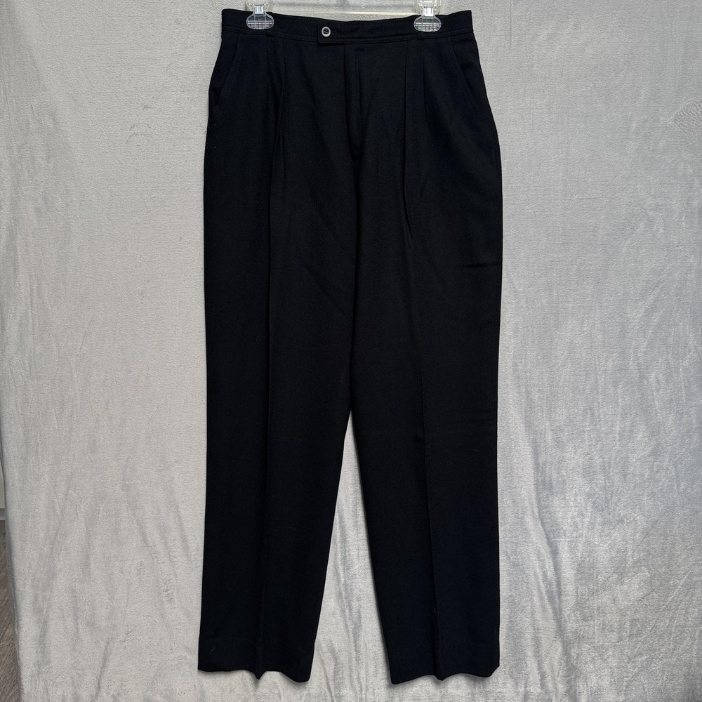 Nordstrom Dress Pants Womens 30x30 Black Wool Crepe Pleated Lined Pockets Zip